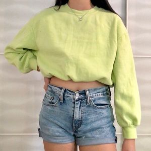 neon yellow/green urban outfitters cropped sweater